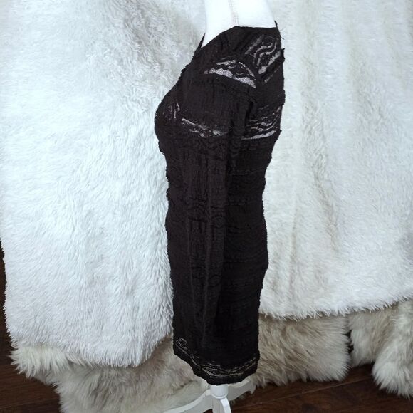 H&M BLACK LACE BODYCON LONG SLEEVE DRESS SZ.XS EUC - Picture 5 of 8